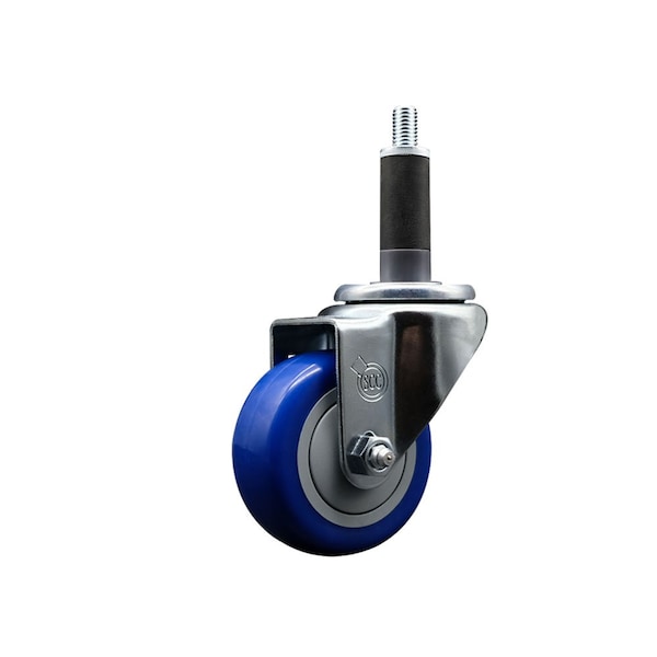 Service Caster 3'' Blue Poly Wheel Swivel 1'' Expanding Stem Caster SCC-EX20S314-PPUB-BLUE-1 - main